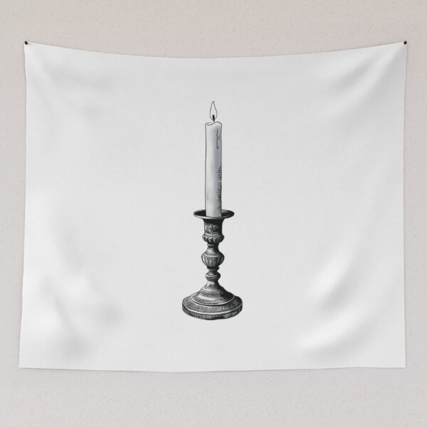 Item preview, Watercolor Black and White Candle With Antique Holder designed and sold by ArtQueen777.