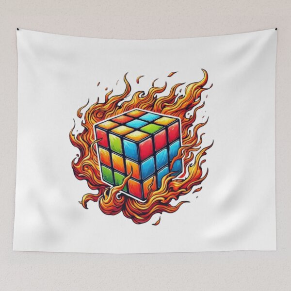 Item preview,  Rubiks Cube Fire Retro, designed and sold by Fleetwood1994.