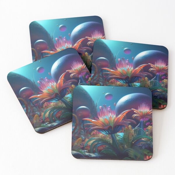 Item preview,  Fantasy Bioluminescent Flowers in Cosmic Landscape designed and sold by RaiyaTees.