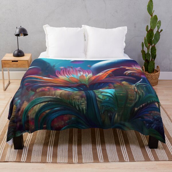 Item preview, Fantasy Bioluminescent Flowers in Cosmic Landscape designed and sold by RaiyaTees.