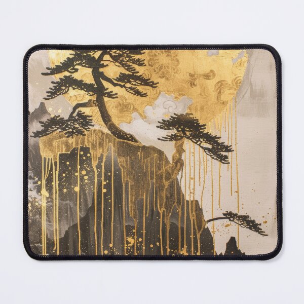 Item preview, Abstract Golden Orb with Majestic Mountains designed and sold by Piotrek0001.