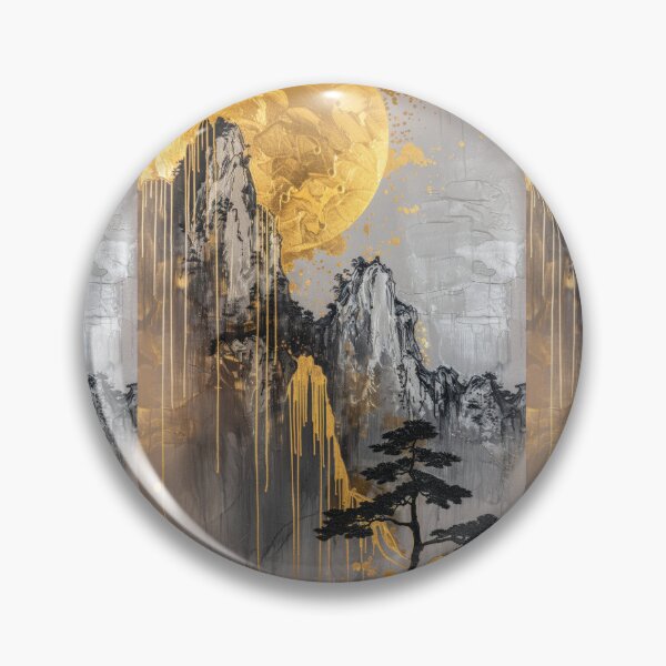 Item preview, Minimalist Landscape with Textured Gold Moon designed and sold by Piotrek0001.