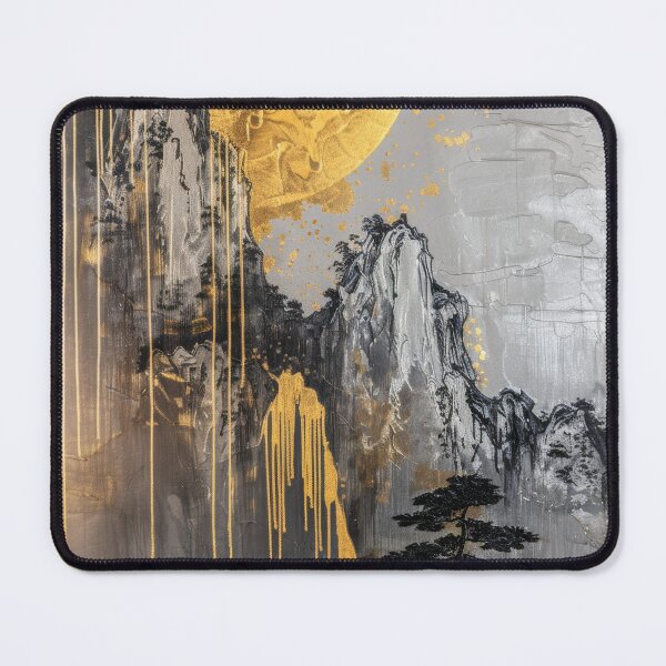 Item preview, Minimalist Landscape with Textured Gold Moon designed and sold by Piotrek0001.