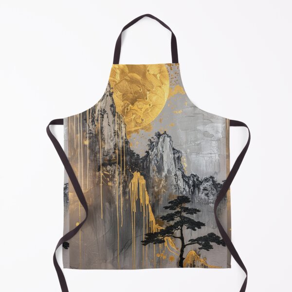 Item preview, Minimalist Landscape with Textured Gold Moon designed and sold by Piotrek0001.