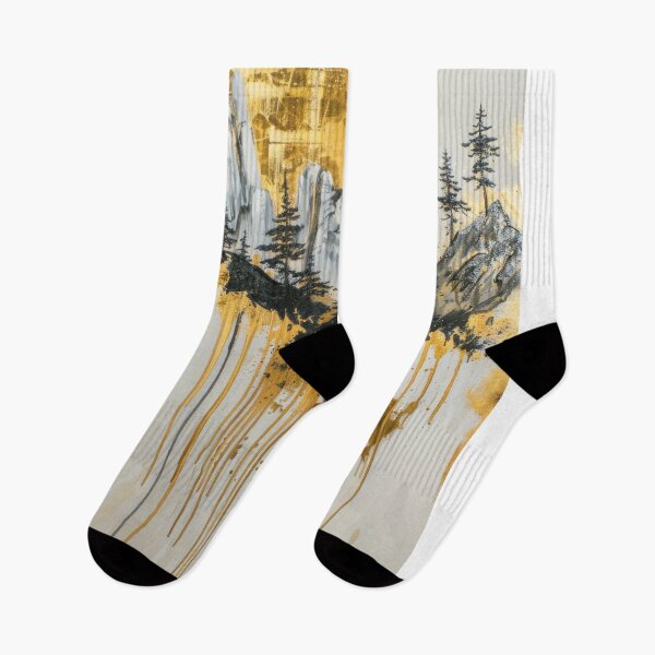 Item preview, Black and White Mountains Under Golden Glow designed and sold by Piotrek0001.