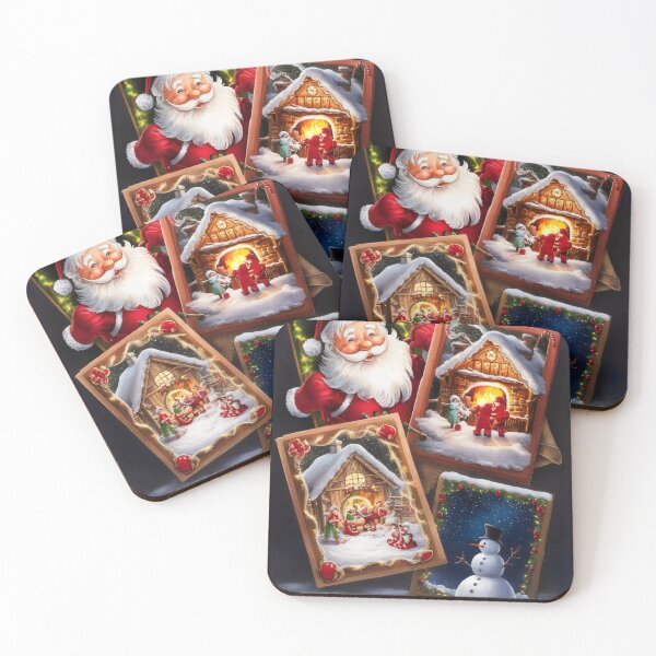 Item preview, Christmas cards with Santa Claus and winter scenes. designed and sold by MyHappyArtShop.