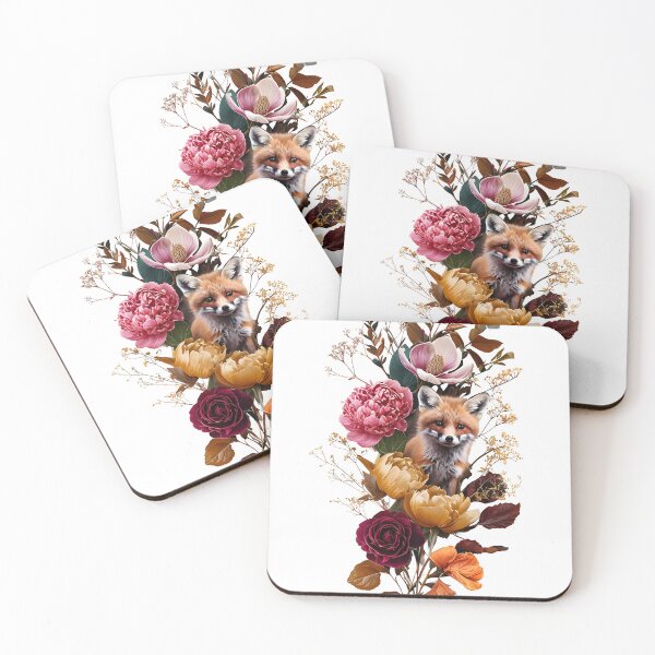 Artikelvorschau, Lebendiges botanisches Arrangement mit verspieltem Fuchs entworfen und verkauft von Monascreativeempire.