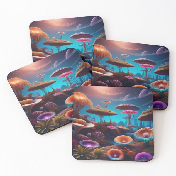 Item preview, Mystical Alien Landscape with Glowing Mushrooms designed and sold by RaiyaTees.