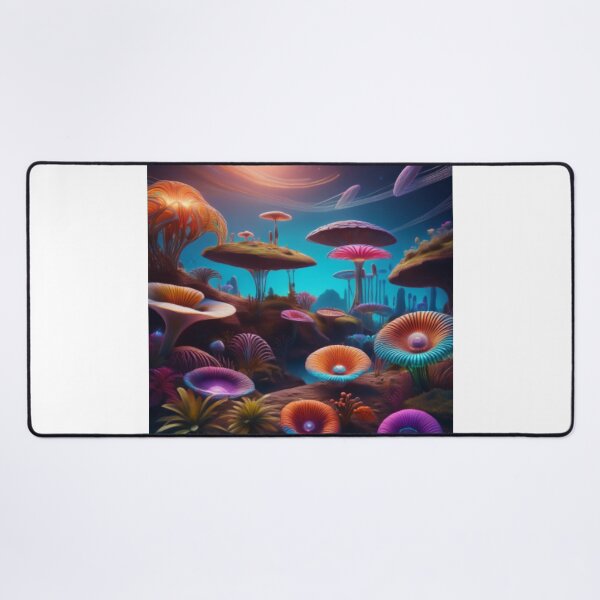 Item preview, Mystical Alien Landscape with Glowing Mushrooms designed and sold by RaiyaTees.