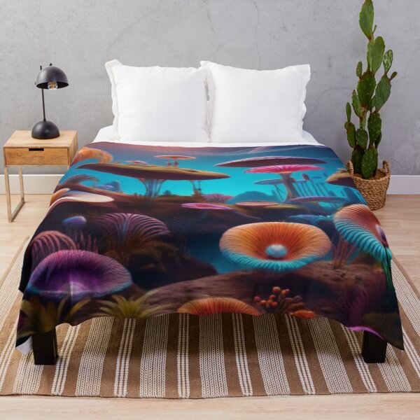 Item preview, Mystical Alien Landscape with Glowing Mushrooms designed and sold by RaiyaTees.