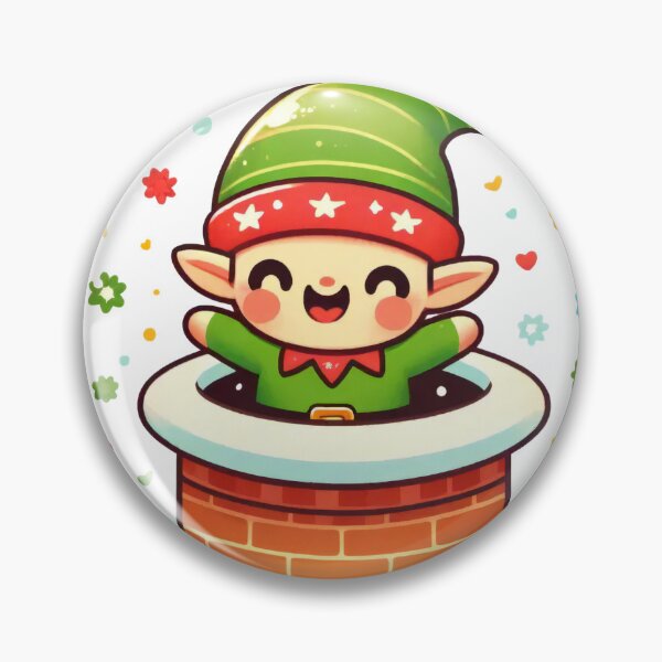 Item preview, Cheerful Christmas Elf Popping Out of a Chimney Design designed and sold by lubushop1.