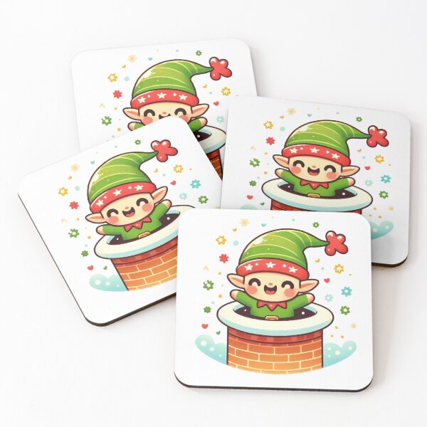 Item preview, Cheerful Christmas Elf Popping Out of a Chimney Design designed and sold by lubushop1.
