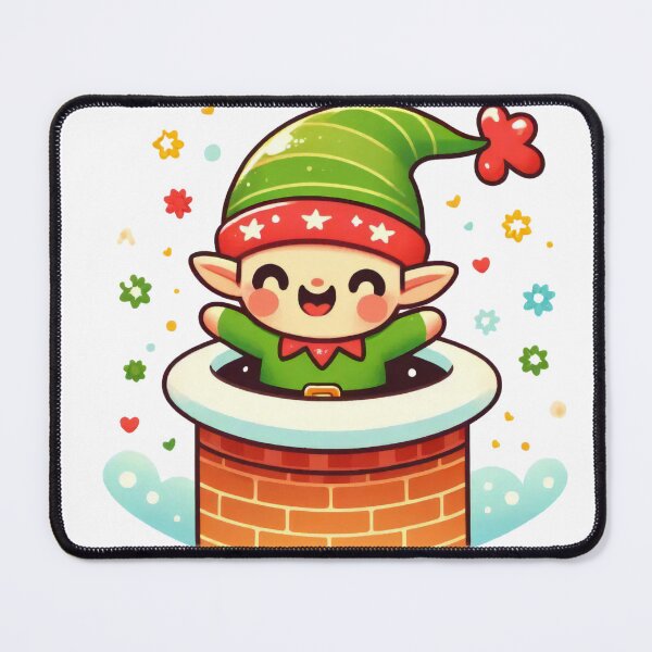 Item preview, Cheerful Christmas Elf Popping Out of a Chimney Design designed and sold by lubushop1.