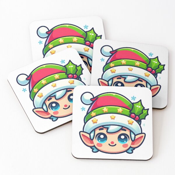 Item preview, Festive Kawaii Elf with Holly and Stars designed and sold by lubushop1.