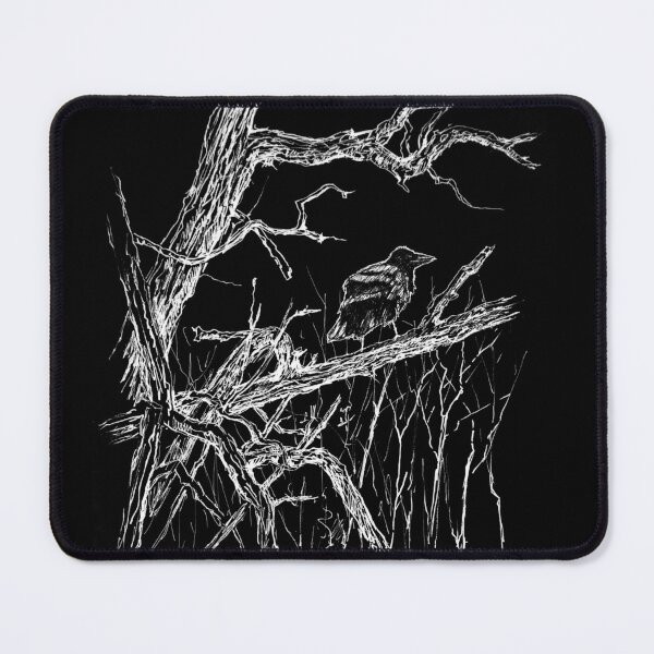 Item preview, Raven in an oak tree white ink drawing designed and sold by GothicByNature.