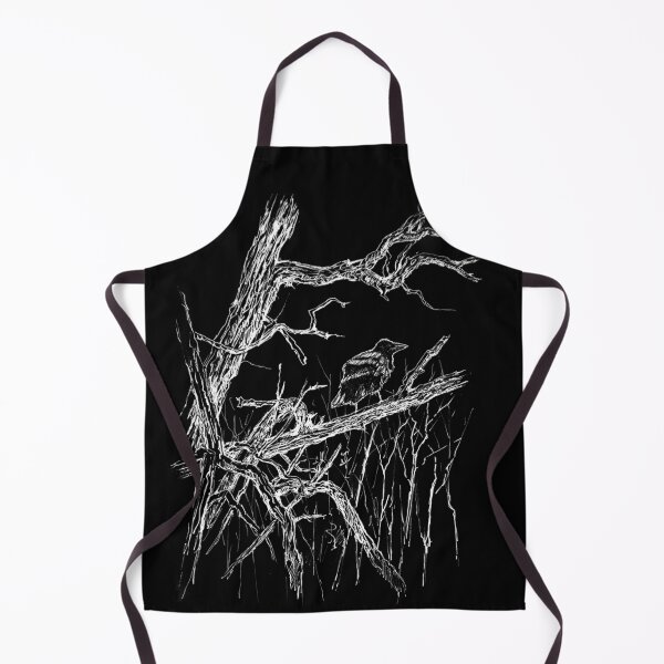 Item preview, Raven in an oak tree white ink drawing designed and sold by GothicByNature.