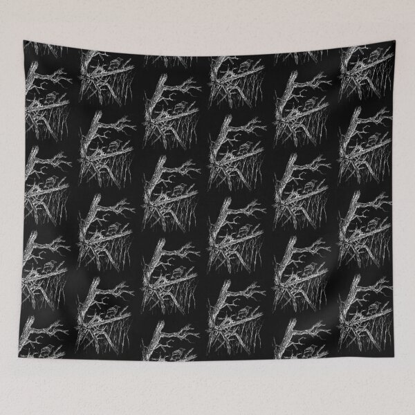 Item preview, Raven in an oak tree white ink drawing designed and sold by GothicByNature.