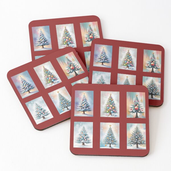 Item preview, Set of Pastel Colored Christmas Trees with Ornaments designed and sold by FocusChillax.