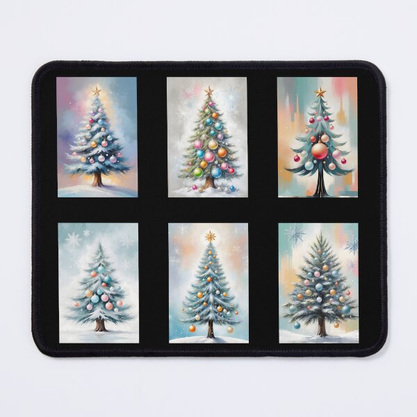 Item preview, Set of Pastel Colored Christmas Trees with Ornaments designed and sold by FocusChillax.