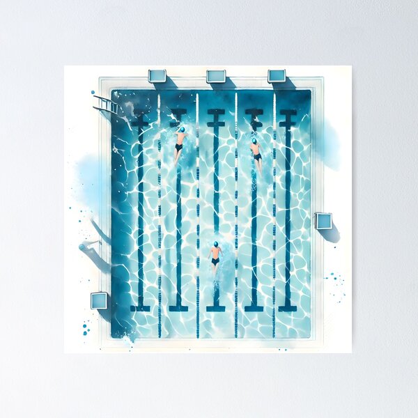 Item preview, A Watercolor Illustration of a Swimming Pool designed and sold by unrealartwork.
