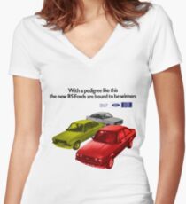 FORD ESCORT RS RANGE - 1976 MK2 Women's Fitted V-Neck T-Shirt