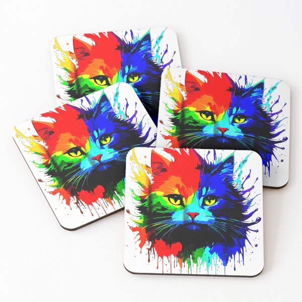 Item preview, Funny Cute Cat Paint Colorful Cat, asexual cat designed and sold by AddlPoolart.