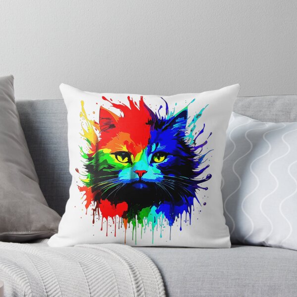 Item preview, Funny Cute Cat Paint Colorful Cat, asexual cat designed and sold by AddlPoolart.
