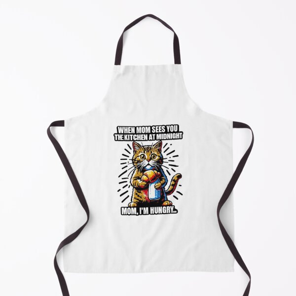 Item preview, Cartoon Cat Frantically Holding Croissant And Milk, MOM I am hungry. designed and sold by Colorful-Garden.