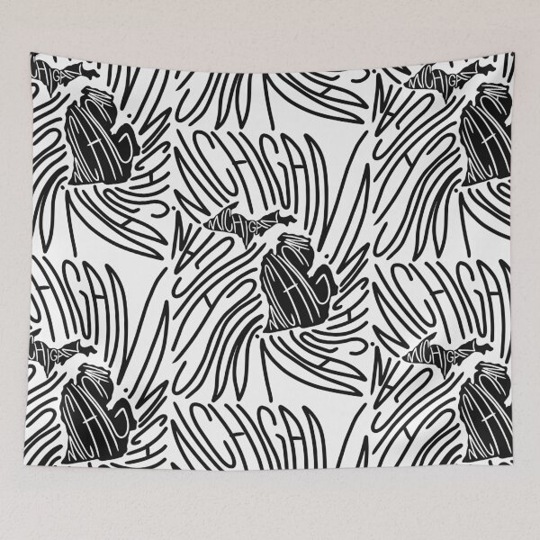 Item preview, Michigan State - MI Map and Flag - Black and White - Typography USA America Great Lake State designed and sold by Ranggasme.