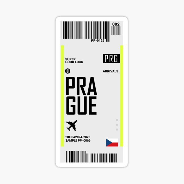 Aperçu de l'œuvre Carte d'embarquement pour Prague Billets de voyage en République tchèque créée et vendue par TulipaGraphics.