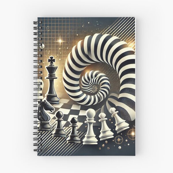 Artikelvorschau, Elegante Schachspiel-Strategiekunst - Spiralförmiges Schachbrett mit ikonischen Figuren entworfen und verkauft von graphicbidu.