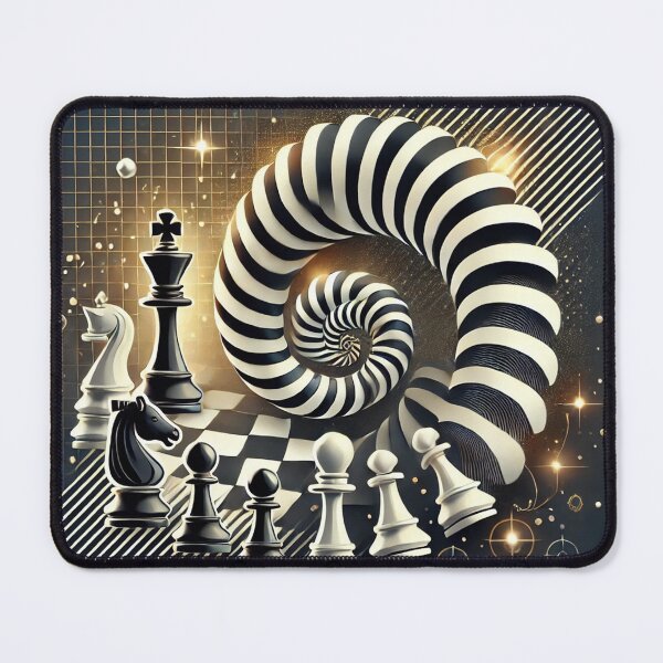 Item preview, Elegant Chess Game Strategy Art - Spiral Chessboard with Iconic Pieces designed and sold by graphicbidu.