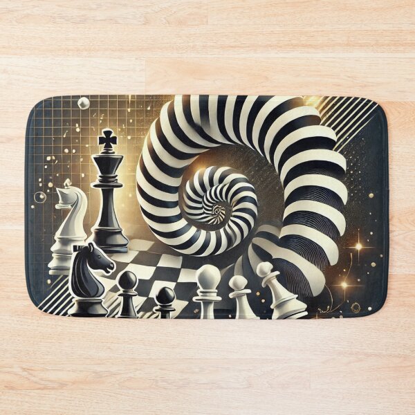 Artikelvorschau, Elegante Schachspiel-Strategiekunst - Spiralförmiges Schachbrett mit ikonischen Figuren entworfen und verkauft von graphicbidu.