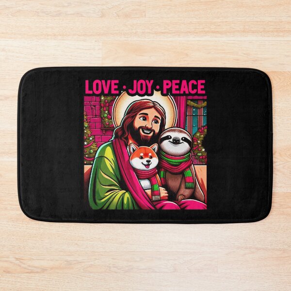 Item preview, Love Joy Peace Jesus Shiba Inu Sloth designed and sold by plushism.