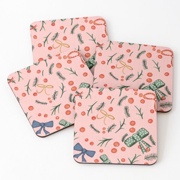 Item preview, Yuletide Holiday Bows and Berries Pink designed and sold by susycosta.