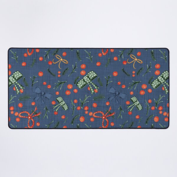Item preview, Yuletide Holiday Bows and Berries Dark Blue designed and sold by susycosta.