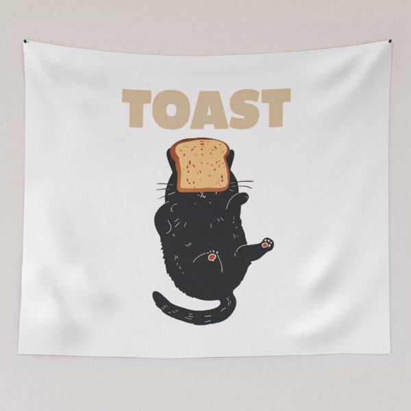 Item preview, Toast Cat,Cartoon Cat Frantically Holding Croissant And Milk, MOM I am hungry. designed and sold by Colorful-Garden.