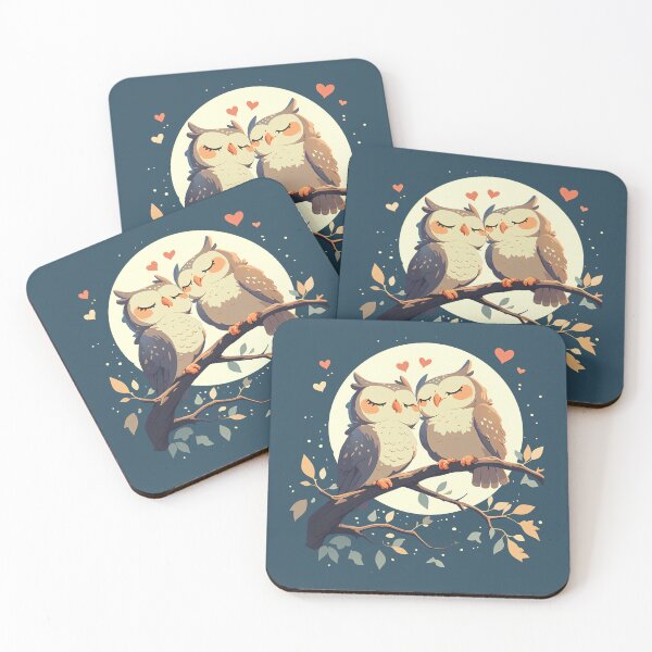 Item preview, Adorable Owl Couple Minimalist Art designed and sold by Windy-market.