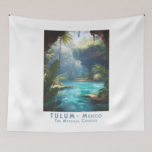 Item preview, Vintage Minimal Retro Travel Poster – Tulum, Mexico: Mystical Cenotes designed and sold by pod24.