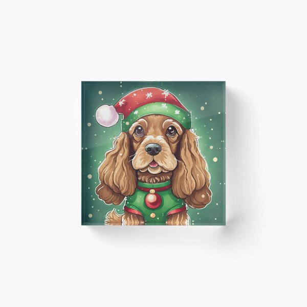 Item preview, Christmas cocker spaniel elf designed and sold by Mandalahijo.