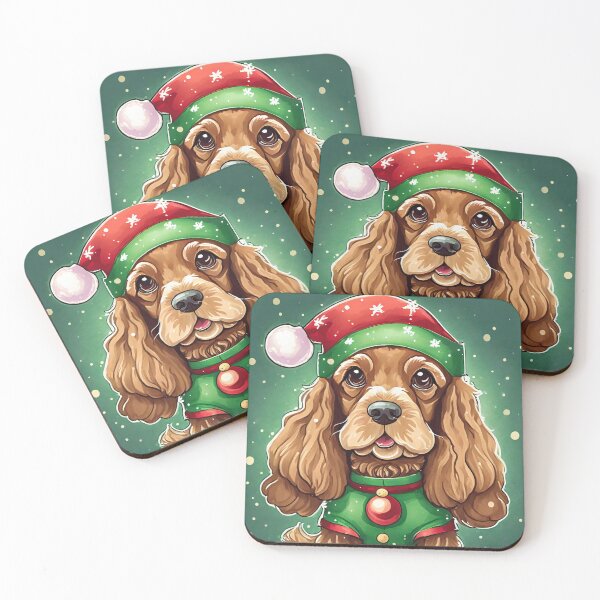 Item preview, Christmas cocker spaniel elf designed and sold by Mandalahijo.