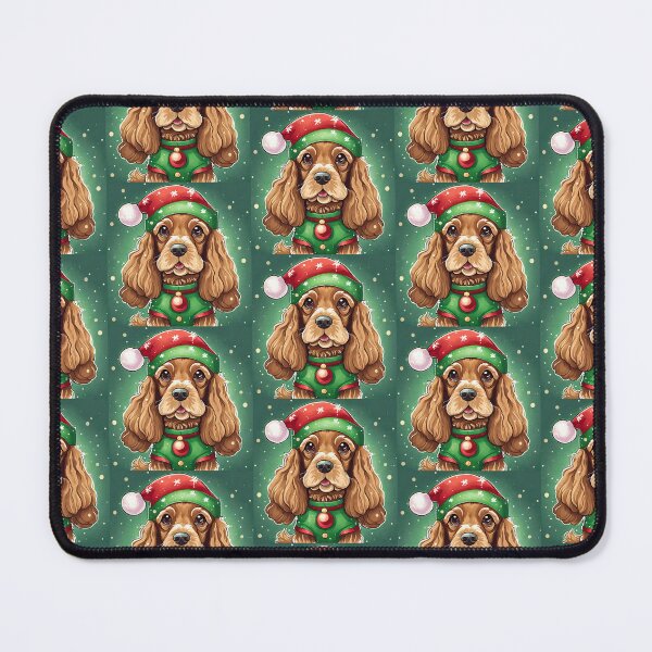 Item preview, Christmas cocker spaniel elf designed and sold by Mandalahijo.