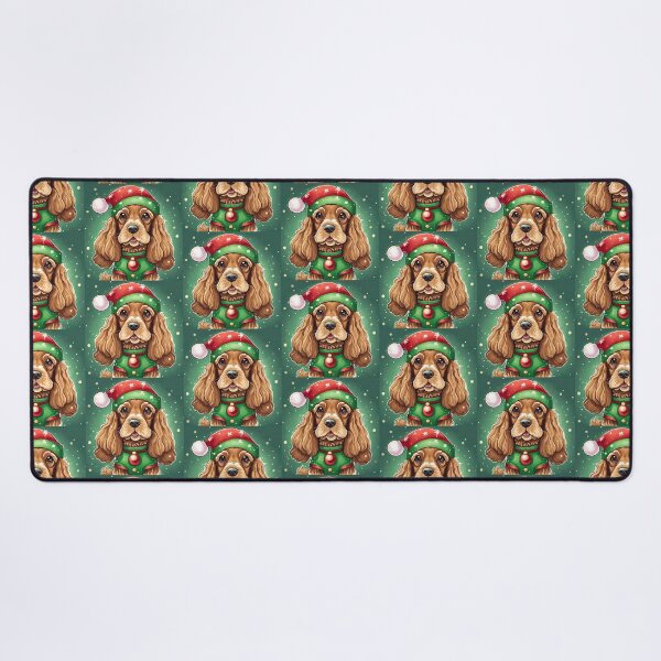 Item preview, Christmas cocker spaniel elf designed and sold by Mandalahijo.