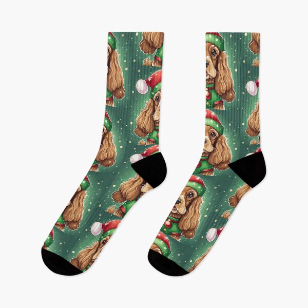 Item preview, Christmas cocker spaniel elf designed and sold by Mandalahijo.