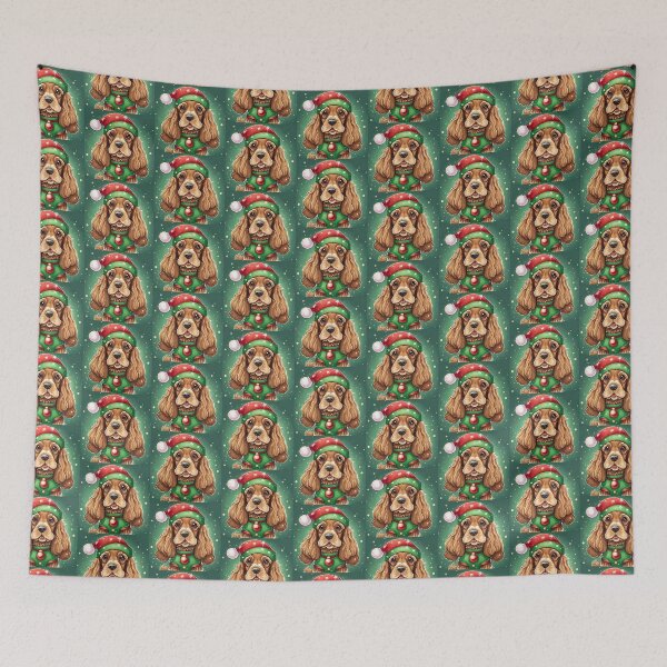 Item preview, Christmas cocker spaniel elf designed and sold by Mandalahijo.