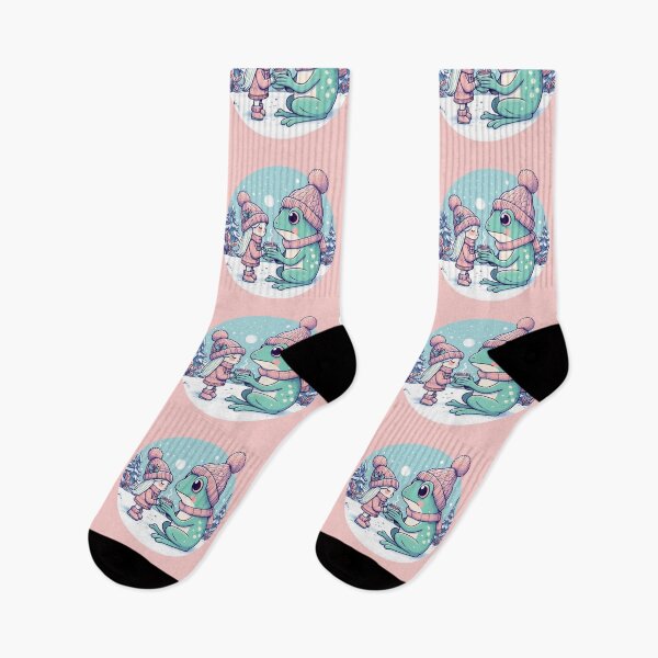 Item preview, Sharing a hot chocolate, frog and fairy girl, fairycore wintertime designed and sold by coloursforkids.
