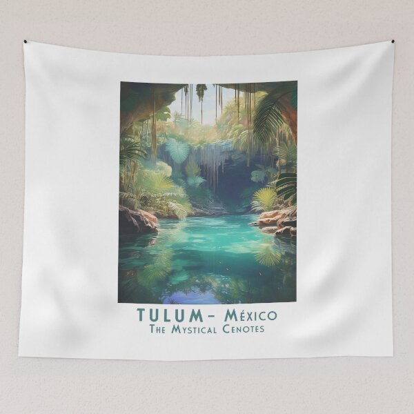 Item preview, Vintage Retro Travel Poster – Tulum, Mexico: Magical Cenotes designed and sold by pod24.