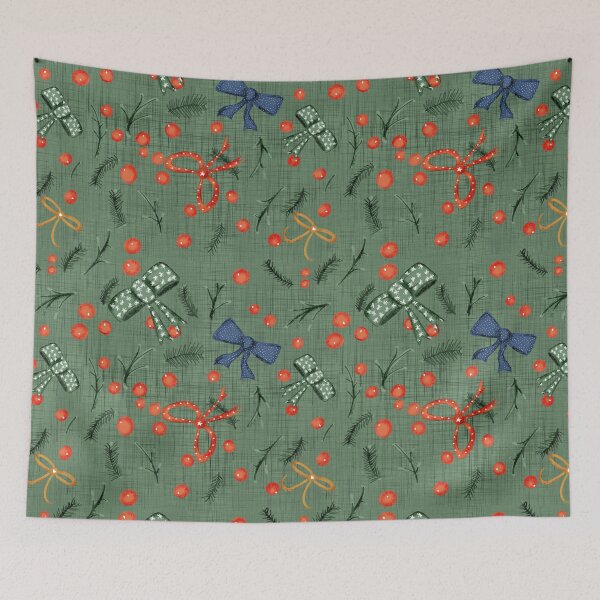 Item preview, Copy of Yuletide Holiday Bows and Berries Sage designed and sold by susycosta.