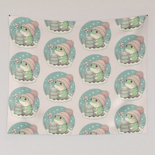 Item preview, Having a hot chocolate, frog and fairy girl, fairycore wintertime designed and sold by coloursforkids.
