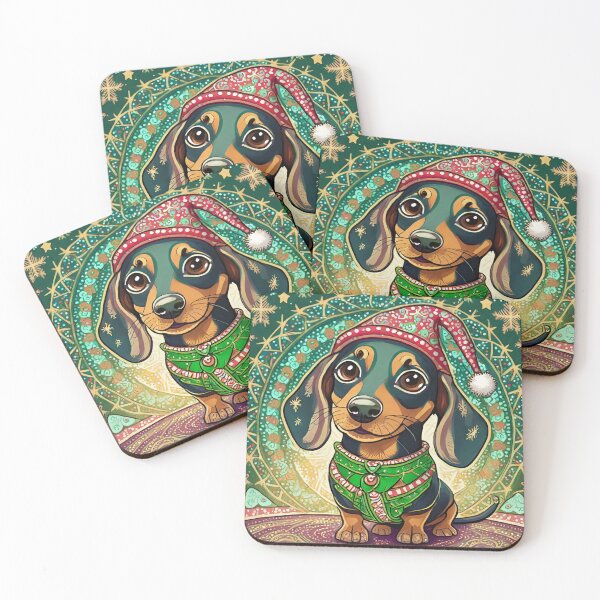 Item preview, Mandala dachshund christmas elf 1 designed and sold by Mandalahijo.